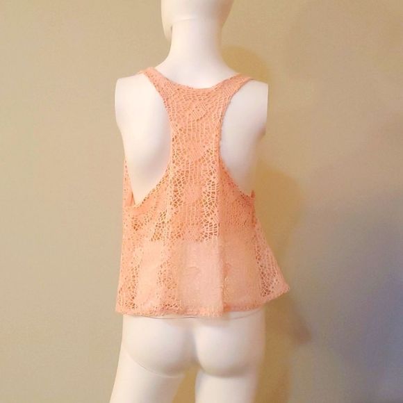 Painted Threads, pink tank top, crocheted, S - Picture 5 of 5